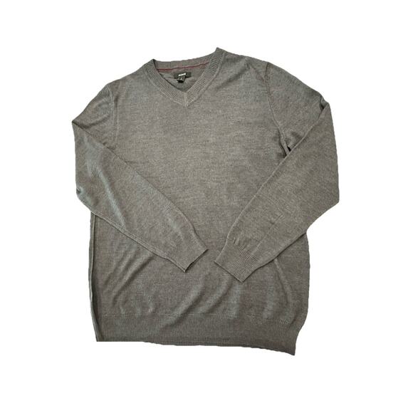 Alfani Pullover Sweater Mens L V-Neck LS Extra Fine Merino Wool Blend Gray EUC - Picture 1 of 6